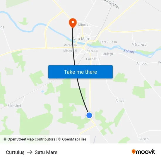 Curtuiuș to Satu Mare map