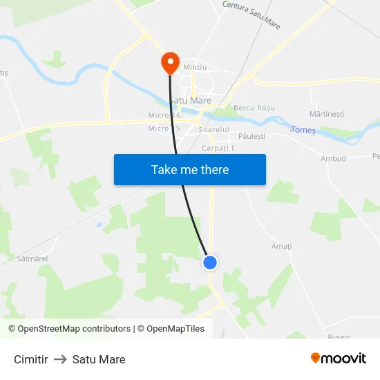 Cimitir to Satu Mare map