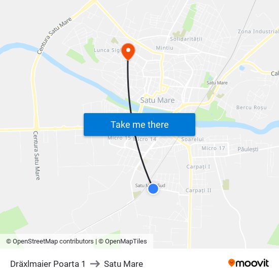 Dräxlmaier Poarta 1 to Satu Mare map