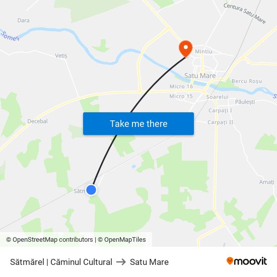 Sătmărel | Căminul Cultural to Satu Mare map