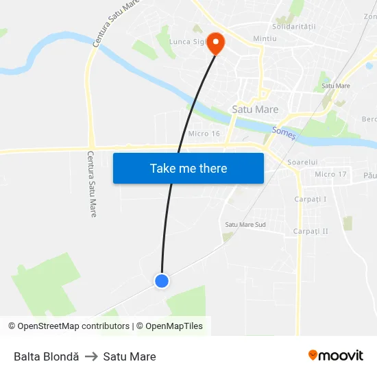 Balta Blondă to Satu Mare map