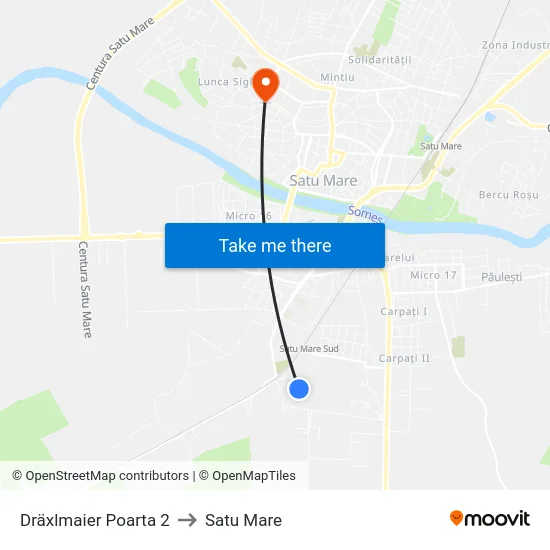Dräxlmaier Poarta 2 to Satu Mare map