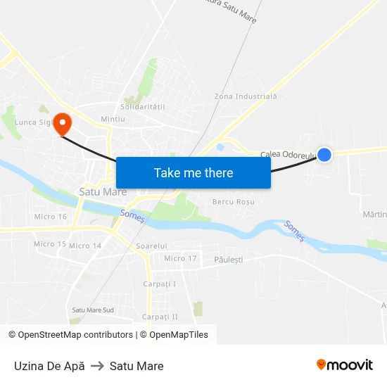 Uzina De Apă to Satu Mare map