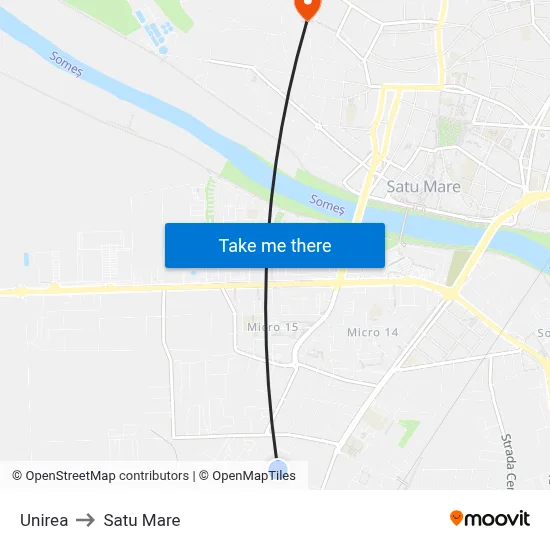 Unirea to Satu Mare map