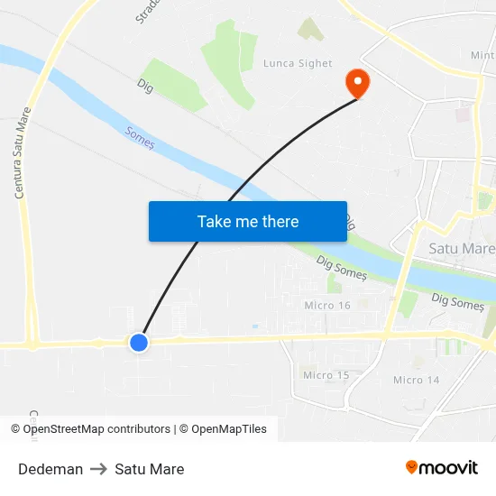 Dedeman to Satu Mare map