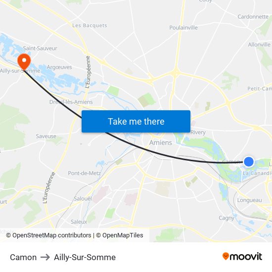 Camon to Ailly-Sur-Somme map