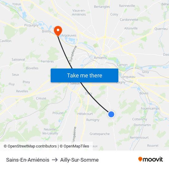 Sains-En-Amiénois to Ailly-Sur-Somme map