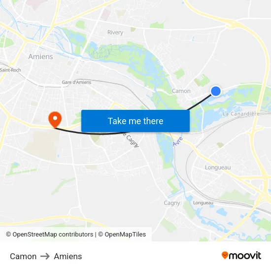 Camon to Amiens map
