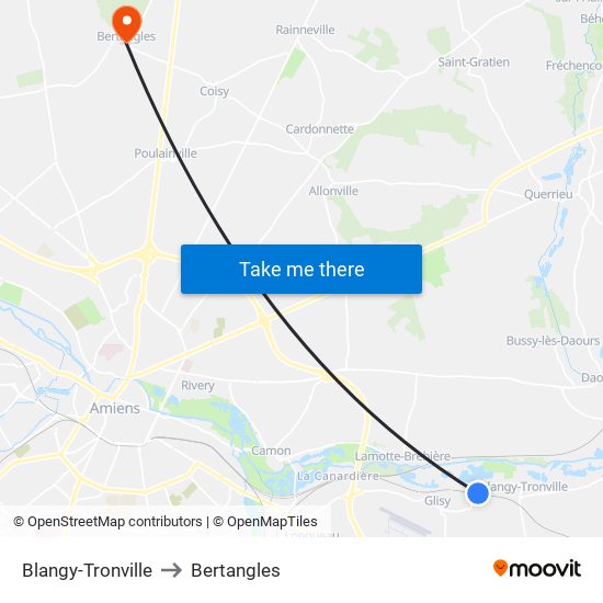 Blangy-Tronville to Bertangles map