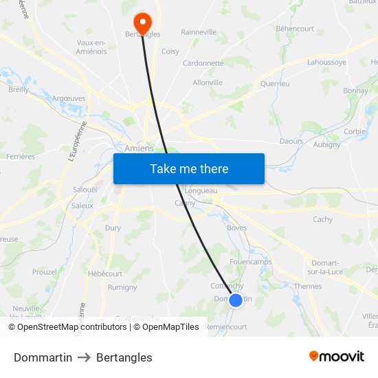Dommartin to Bertangles map