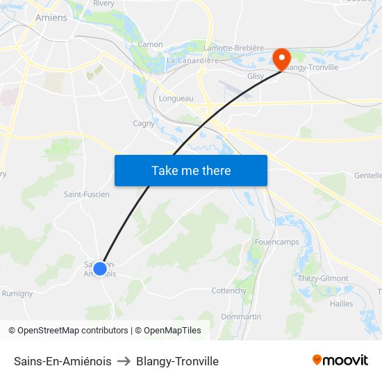 Sains-En-Amiénois to Blangy-Tronville map