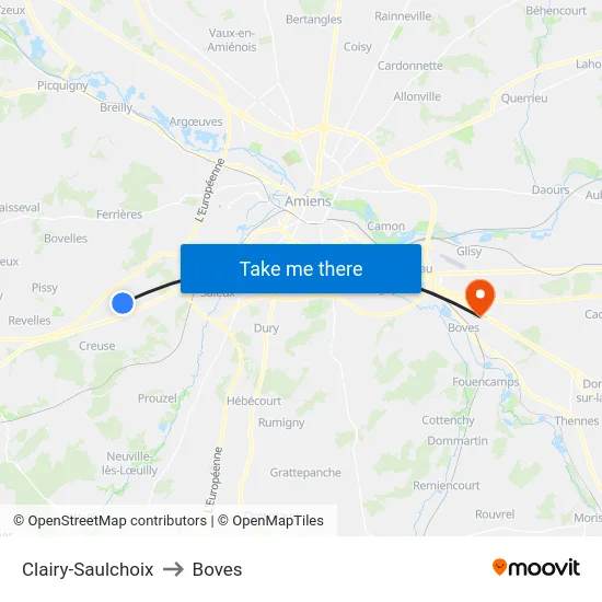 Clairy-Saulchoix to Boves map