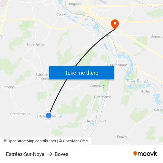 Estrées-Sur-Noye to Boves map