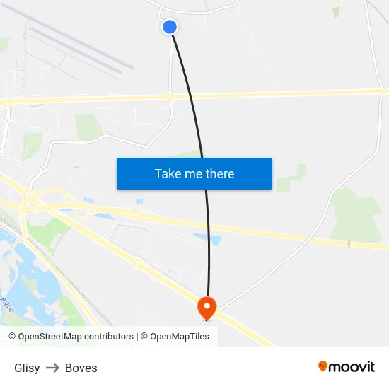 Glisy to Boves map