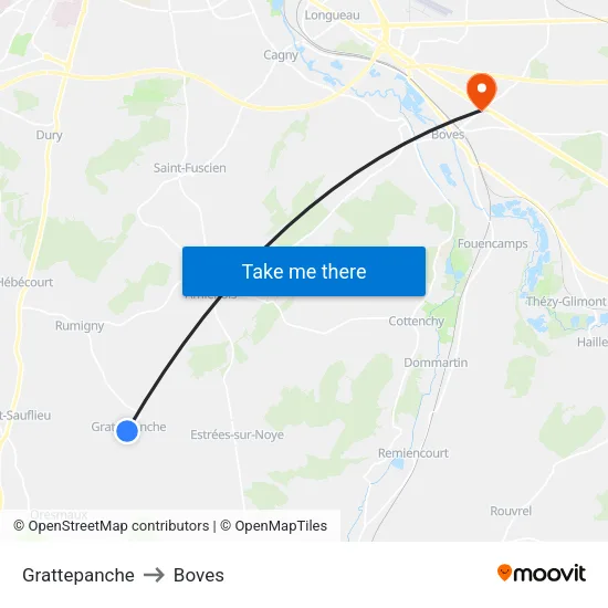 Grattepanche to Boves map