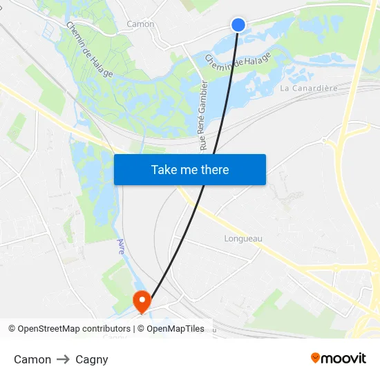 Camon to Cagny map