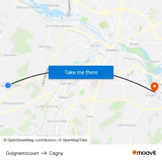 Guignemicourt to Cagny map