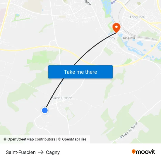 Saint-Fuscien to Cagny map