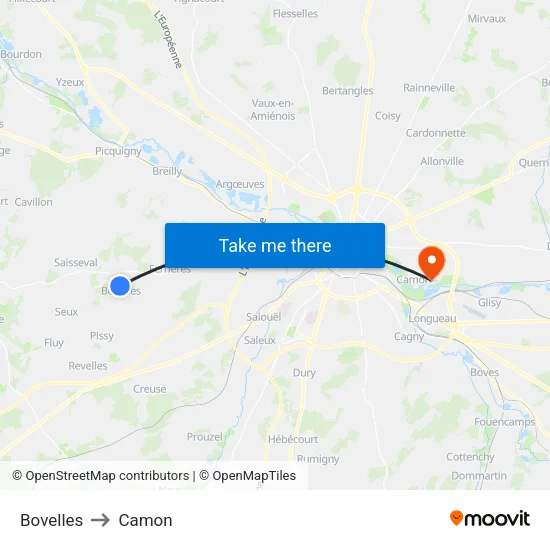 Bovelles to Camon map