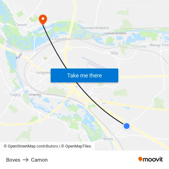 Boves to Camon map