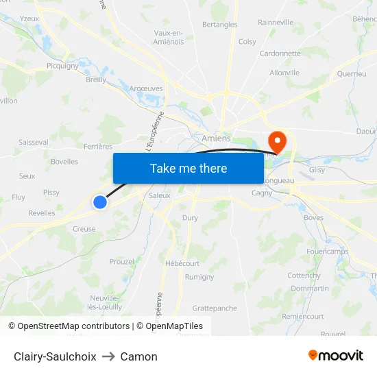 Clairy-Saulchoix to Camon map