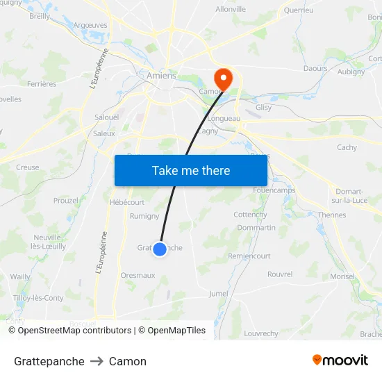 Grattepanche to Camon map