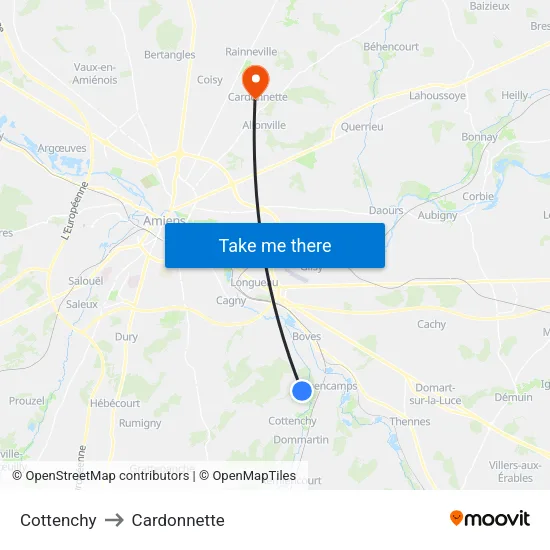 Cottenchy to Cardonnette map