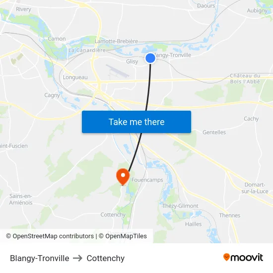 Blangy-Tronville to Cottenchy map