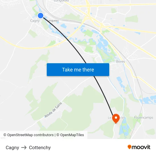 Cagny to Cottenchy map