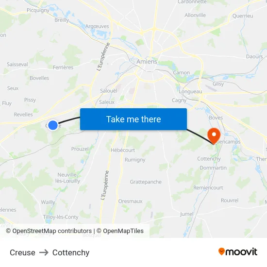 Creuse to Cottenchy map