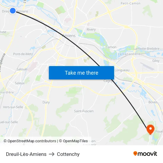 Dreuil-Lès-Amiens to Cottenchy map