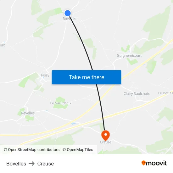 Bovelles to Creuse map