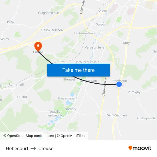 Hébécourt to Creuse map