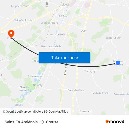 Sains-En-Amiénois to Creuse map