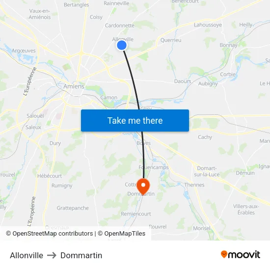Allonville to Dommartin map