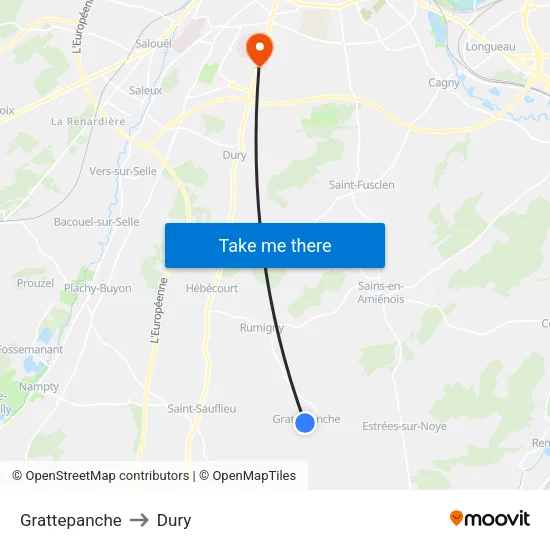 Grattepanche to Dury map