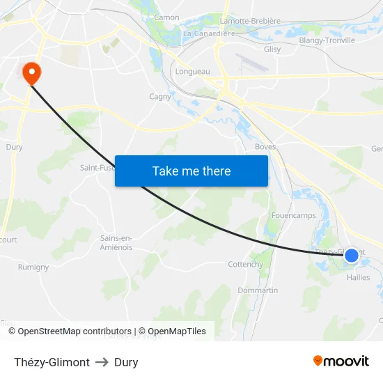 Thézy-Glimont to Dury map