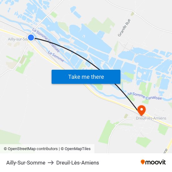 Ailly-Sur-Somme to Dreuil-Lès-Amiens map