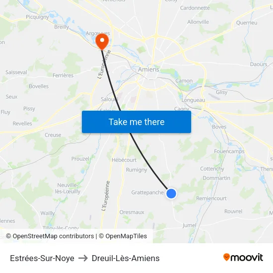 Estrées-Sur-Noye to Dreuil-Lès-Amiens map