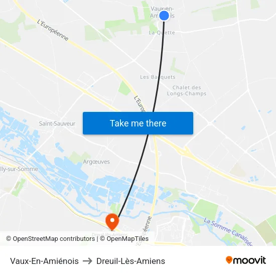 Vaux-En-Amiénois to Dreuil-Lès-Amiens map