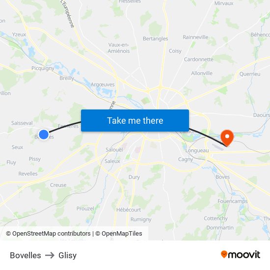 Bovelles to Glisy map