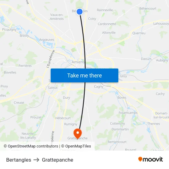 Bertangles to Grattepanche map