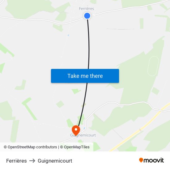 Ferrières to Guignemicourt map
