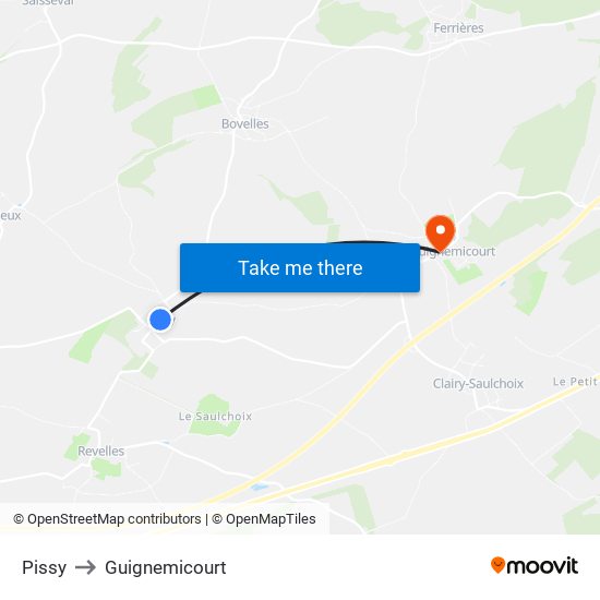 Pissy to Guignemicourt map