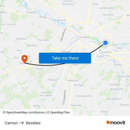Camon to Revelles map
