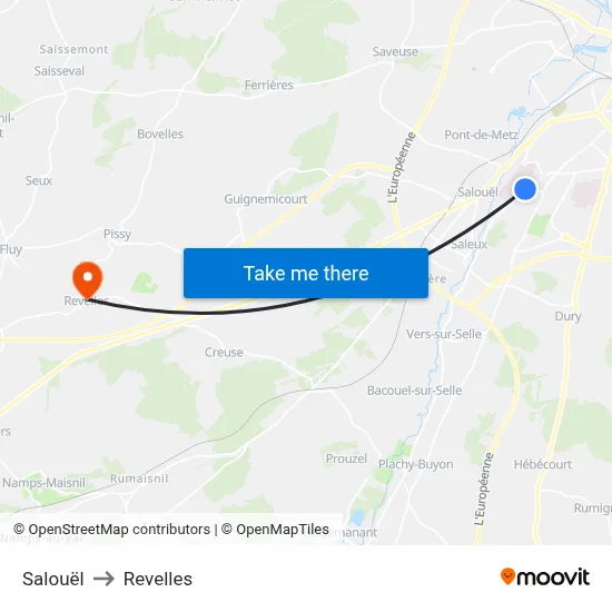 Salouël to Revelles map
