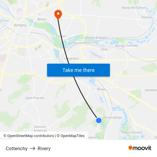 Cottenchy to Rivery map