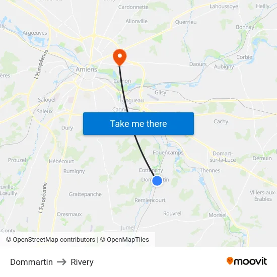 Dommartin to Rivery map