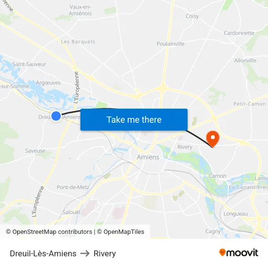Dreuil-Lès-Amiens to Rivery map
