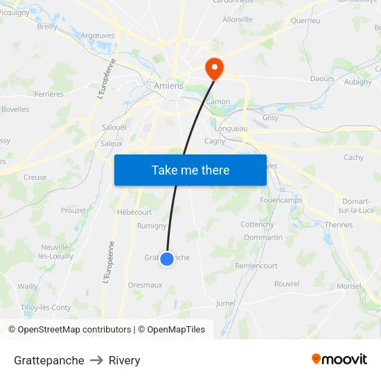 Grattepanche to Rivery map